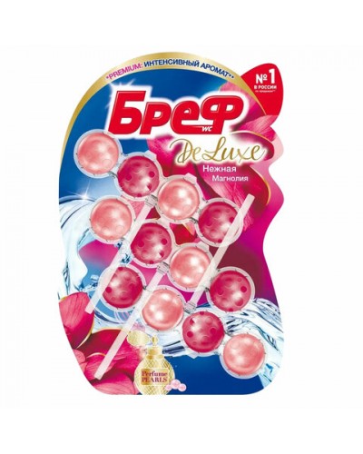 Освежитель WC (для туалета) твердый 3х50 г БРЕФ De Luxe, "Нежная магнолия", 17258,606815