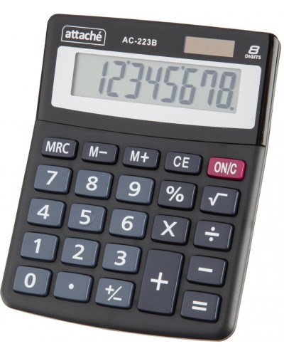 Калькулятор настольный КОМП Attache, AС-223B,8р,дв. пит, черн,134x107x34, 1779768