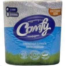 Бумага туалетная Comfy 2сл бел цел втул 130л. 4рул/уп, 6242, 2219727