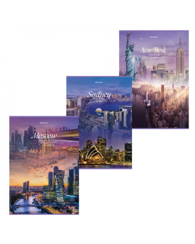 Тетрадь А4, 80 л., BRAUBERG, скоба, клетка, обложка картон, "City", 404045