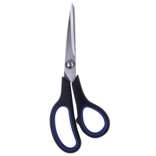 Ножницы BRAUBERG "Soft Grip", 190 мм, рез вставки, серо-зел, 3-х стор заточка,карт.уп с подв,230762