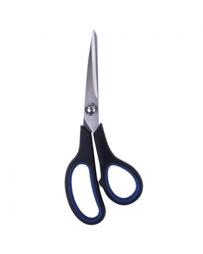 Ножницы BRAUBERG "Soft Grip", 190 мм, рез вставки, серо-зел, 3-х стор заточка,карт.уп с подв,230762