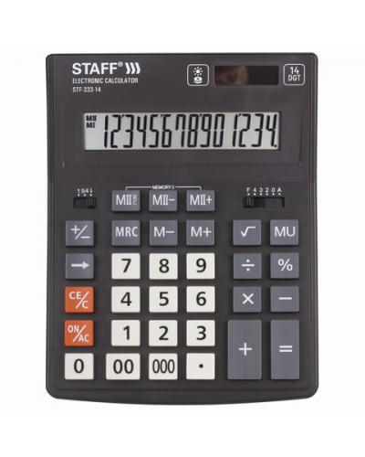 Калькулятор STAFF PLUS настольный STF-333, 14 разрядов, дв. питание, 200*154мм 250416