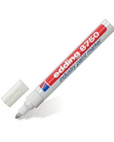 Маркер-краска лаковый (paint marker) EDDING "8750", БЕЛЫЙ, 2-4 мм, круглый наконечник, 150599