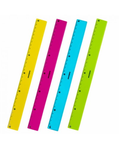 Линейка пластиковая 30 см ЮНЛАНДИЯ "Color", тонированная, ассорти, 210754