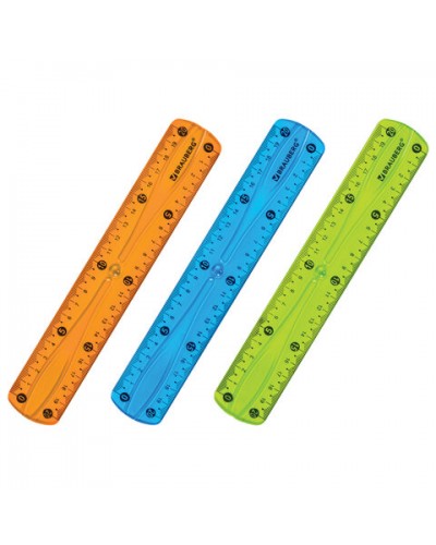 Линейка 20 см гибкая BRAUBERG "FLEX", пластиковая, ассорти, европодвес, 210674