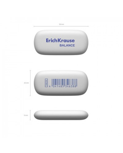 Ластик ERICH KRAUSE "Balance", 50x23x9 мм, белый, овальный, 34638