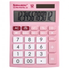 Калькулятор настольный BRAUBERG ULTRA PASTEL-12-PK (192x143 мм), 12 раз, дв. пит., РОЗОВЫЙ, 250503