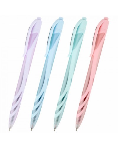 Ручка шариковая автоматическая BRAUBERG ULTRA COLOR PASTEL, soft-touch, СИНЯЯ, пишущий узел 0,7 мм,144204