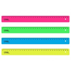 Линейка пластиковая, 30 см, СТАММ "Neon Crystal", неоновая, ассорти, ЛН31,210141