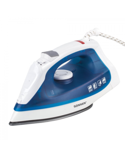 Утюг SONNEN SI-237A, 1800 Вт, антипригарное покрытие, синий/белый, 453504