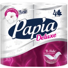 Бумага туалетная Papia "Deluxe", 4-слойная, 4шт., тиснение, белая. 260063, 5062185/5059169