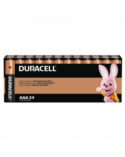 Батарейки КОМПЛЕКТ 24 шт., DURACELL Basic ОРИГИНАЛ, ААА (LR03, 24А), алкалиновые, мизинчиковые, Б0064969