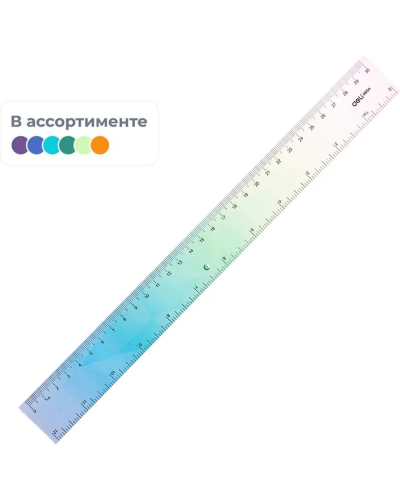 Линейка 30 см Deli EH654, пластик, цвет в ассортименте, 1405641