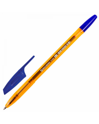 Ручка шариковая BRAUBERG "X-333" AMBER, СИНЯЯ, корпус тонированный оранжевый, узел 0,7 мм, линия письма 0,35 мм, 142832