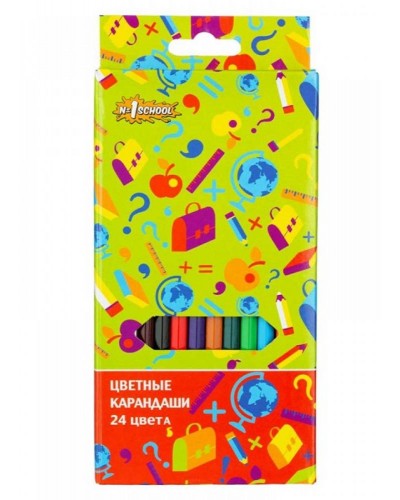 Карандаши цветные 24цв. 6-гран №1School Отличник, 1316366