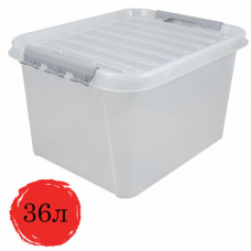 Контейнер п/п 500х390х250 мм Rox Box 36 с крышкой и клипсами прозрачный, 608203