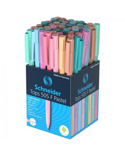 Ручка шариковая SCHNEIDER (Германия) "Tops 505 F" Light Pastel, СИНЯЯ, пастель ассорти, узел 0,8 мм, 150520