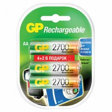 Батарейки аккумуляторные Ni-Mh пальчиковые 6 шт. (ПРОМО 4+2) АА (HR6) 2650 mAh, GP, 270AAHC4/2-2CR6, 457768