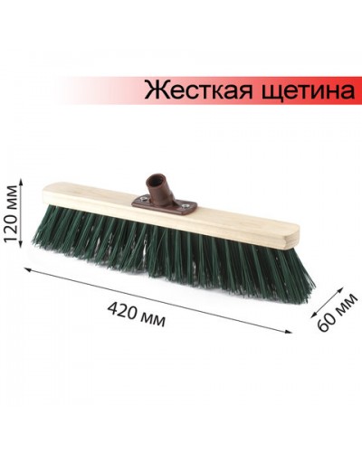 Щетка для уборки техническая, ширина 40 см, жесткая щетина 8 см, дерево, еврорезьба, LAIMA, 605373