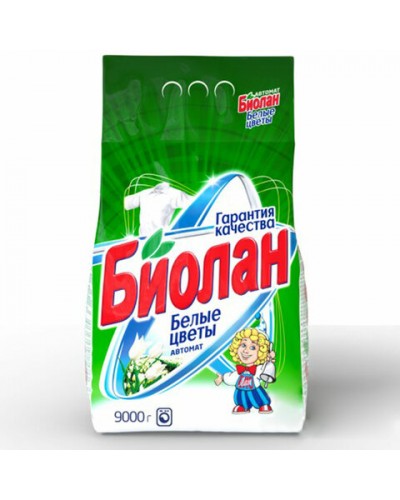 Стиральный порошок автомат 9 кг, БИОЛАН "Белые цветы"