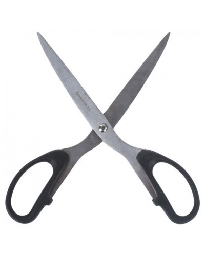 Ножницы BRAUBERG "Classic", 210 мм, классич. формы, чёрные, 2-х сторонняя заточка, 230935