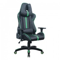 Кресло компьютерное BRABIX "GT Carbon GM-120", две подушки, экокожа, черное/зеленое, 531929