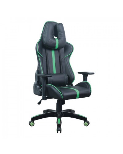 Кресло компьютерное BRABIX "GT Carbon GM-120", две подушки, экокожа, черное/зеленое, 531929