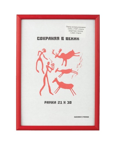 Рамка пластиковая 21x30 (A4) Красный, с пластиком, 1008927