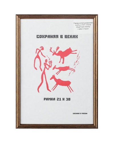 Рамка пластиковая 21x30 (A4) бронза, с пластиком,1008926,