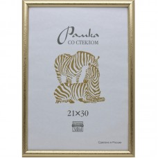 Рамка пластиковая А 4 золотого цвета 509, стекло 701497
