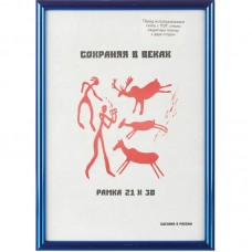 Рамка пластиковая 21x30 (A4) Синий металлик, с пла,1008928