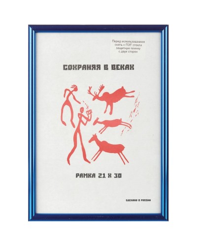 Рамка пластиковая 21x30 (A4) Синий металлик, с пла,1008928