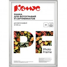 Рамка пластиковая Attache 21x30 (A4) ПЭТ Серебро (глянец),1173994