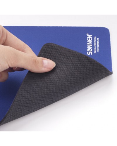 Коврик для мыши SONNEN "BLUE", резина + ткань, 220х180х3 мм, 513308