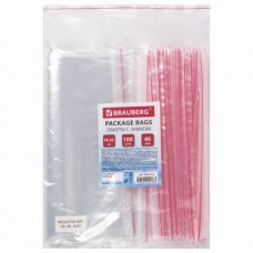 Пакеты с замком ZIP LOCK "зиплок", комплект 100 шт., 180х250 мм, ПВД, толщина 40 микрон, 606214