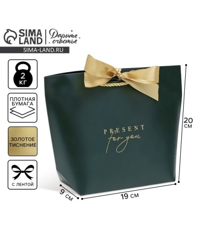 Пакет подарочный бумажный Present for you (20x9x28 см),1674912