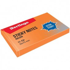 Самоклеящийся блок Berlingo "Ultra Sticky", 50*75мм, 80л, оранжевый неон, 287184, LSn_39414