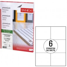 Этикетка самоклеящаяся 105х99 мм, 6 эт., бел., 70 г/м2, 50 л., TANEX, 114530, TW-2303