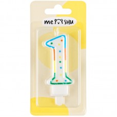 Свеча для торта с держателем MESHU "Цифра 1", 8,5см, блистер, 303744, MS_32377