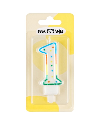 Свеча для торта с держателем MESHU "Цифра 1", 8,5см, блистер, 303744, MS_32377