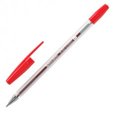 Ручка шариковая BRAUBERG "M-500 CLASSIC", КРАСНАЯ, корпус прозрачный, узел 0,7 мм, 143446