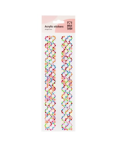 Наклейки акриловые MESHU "Bright line", 25*7,8см, стразы, 500 наклеек, 324563, MS_36646