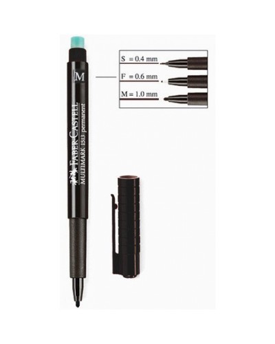 Маркер перм., д/CD/пленки/графопр. "Multimark" Faber-Castell 0,6 мм, с ластиком, черный, 151399