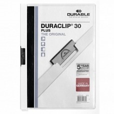 Папка с клипом, 20л, прозрачн. верх, вертикальная, А4, пластик,белая, DURABLE, DURAQUICK, 2270-02