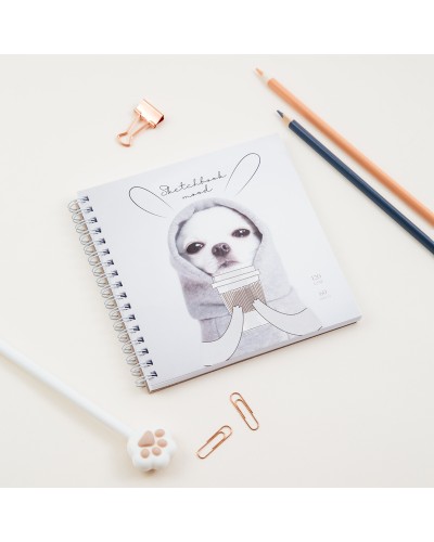 Скетчбук 60л., 150*150 MESHU "Puppy", на гребне, 120г/м2, выборочный лак,337354, MS_44868