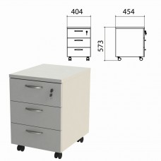 Тумба подкатная "Этюд", 404х454х573 мм, 3 ящика, замок, серый, 402844-030,640368