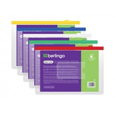Папка-конверт на молнии Berlingo,A5,150мкм,с карм.для визиток, прозрач., ассорти, 260463, AKm_05109