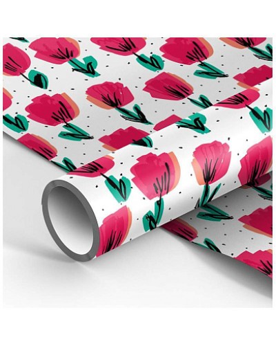 Упаковочная бумага глянц. 70*100см, MESHU "Red tulips", 90г/м2, М100_41074, 325741