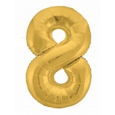 ШАР ФОЛЬГИРОВАННЫЙ, ЦИФРА "8", 35см, золото/серебро, ассорти,API0208